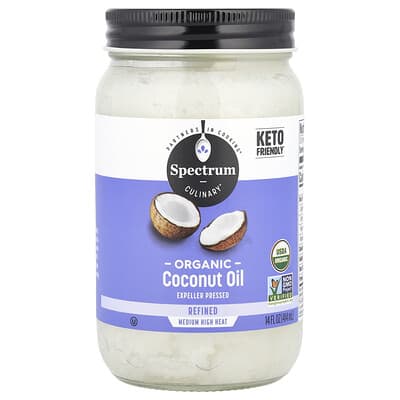 Органическое кокосовое масло, рафинированное, 14 fl oz (414 ml)