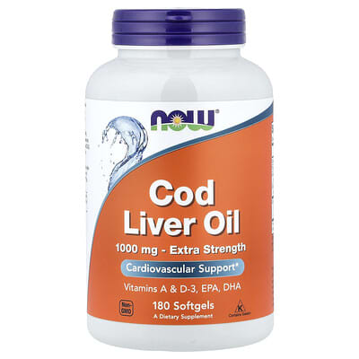 Cod Liver Oil, 1,000 mg, 180 Softgels