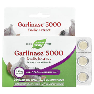 Garlinase® 5000, экстракт чеснока, 320 mg, 30 вегетарианских таблеток