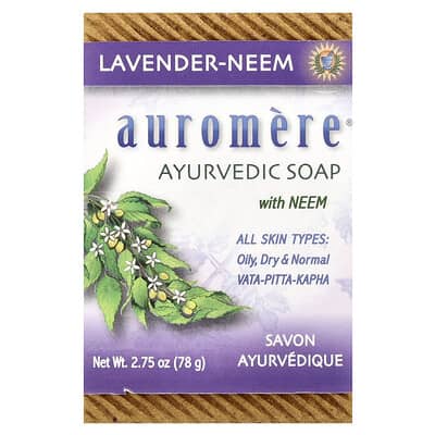Аюрведическое кусковое мыло с Neem, Lavender-Neem, 2.75 oz (78 g)