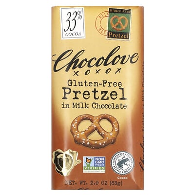 Претцель без глютена в молочном шоколаде, 33% какао, 2.9 oz (83 g)
