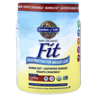 RAW Organic Fit, High Protein for Weight Loss, Coffee, 1 lb 0.40 oz (465 g)