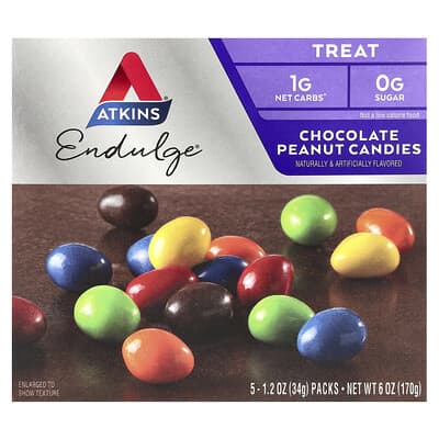 Endulge®, Chocolate Peanut Candies, 5 Packs, 1.2 oz (34 g) Each