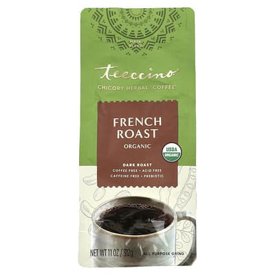 Пребиотический травяной кофейный напиток из цикория, French Roast, Dark Roast, без кофеина, 11 oz (312 g)
