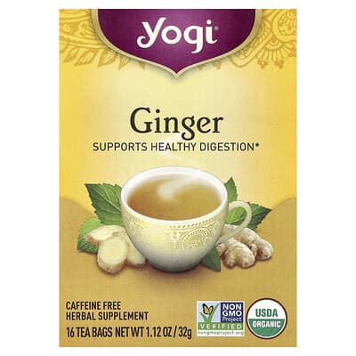 Ginger, Caffeine Free, 16 Tea Bags, 1.12 oz (32 g)