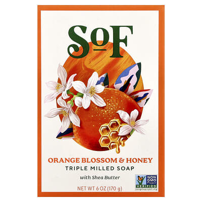 Triple Milled Bar Soap with Shea Butter, Orange Blossom & Honey, 6 oz (170 g)