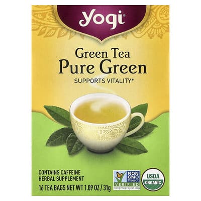 Green Tea Pure Green, 16 Tea Bags, 1.09 oz (31 g)