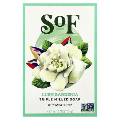 Triple Milled Bar Soap with Shea Butter, Lush Gardenia, 6 oz (170 g)