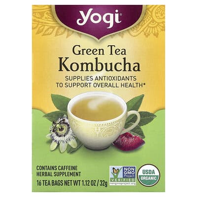 Yogi Tea Зеленый чай Kombucha, 16 Tea Bags, 1.12 oz (32 g)
