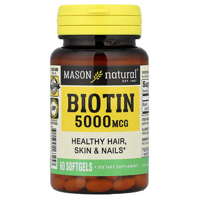 Биотин 5,000 mcg, 60 мягких капсул