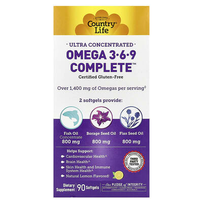 Ultra Concentrated Omega 3-6-9 Complete™, Natural Lemon, 90 Softgels