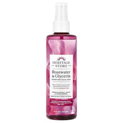 Розовая вода и глицерин, увлажняющий мист для лица, 8 fl oz (237 ml)
