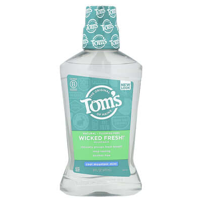 Tom's of Maine Wicked Fresh!® Ополаскиватель для рта Alcohol-Free Fluoride-Free Cool Mountain Mint 16 fl oz (473 ml)