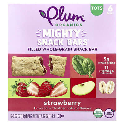 Mighty Snack Bars®, Tots, клубника, 6 штук, 0.67 oz (19 g) каждый