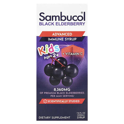 Kids, Black Elderberry, Advanced Immune Syrup, Ages 2+, 8,360 mg, 7.8 fl oz (230 ml)