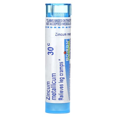 Гомеопатическое средство Boiron Zincum Metallicum, 30C, для облегчения судорог в ногах, ок. 80 гранул