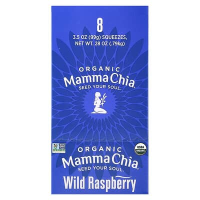 Organic Chia Squeeze®, Vitality Snack, Wild Raspberry, 8 Squeezes, 3.5 oz  (99 g) Each