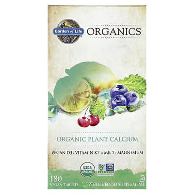 Organics, органический растительный кальций, 180 веганских таблеток