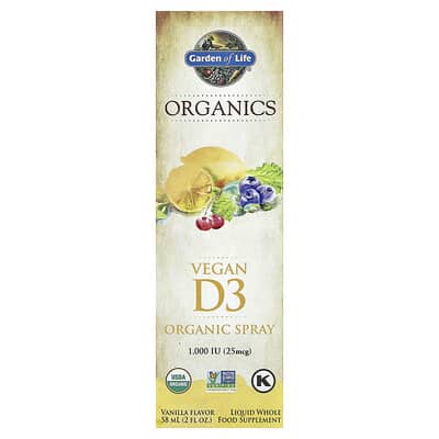 Vegan D3 Organic Spray, Vanilla, 2 fl oz (58 ml)