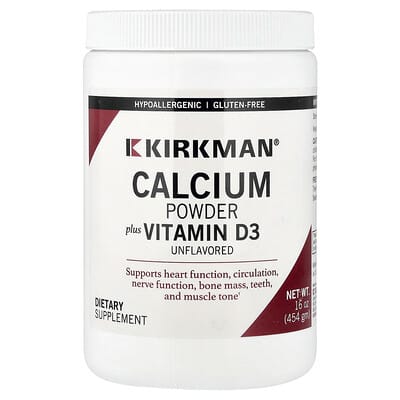 Kirkman Labs Порошок кальция с витамином D3, без вкуса, 16 oz (454 g)