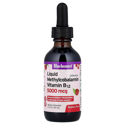 Bluebonnet Nutrition жидкий метилкобаламин (витамин B12) CellularActive®, малина, 5,000 mcg, 2 fl oz (59 ml)