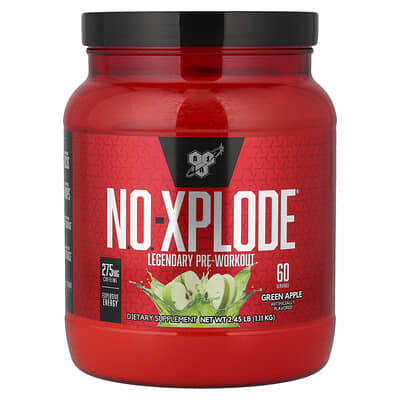 N.O.-XPLODE®, легендарная предтренировочная добавка, зеленое яблоко, 2.45 lbs (1.11 kg)