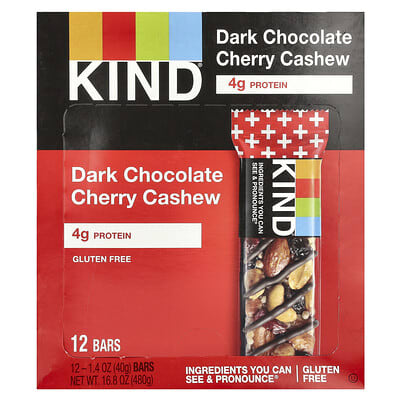 Dark Chocolate Cherry Cashew, 12 Bars, 1.4 oz (40 g) Each