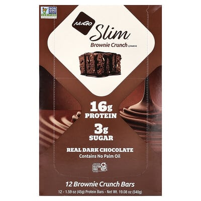 Slim®, Protein Bar, Brownie Crunch, 12 Bars, 1.59 oz (45 g) Each
