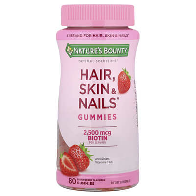 Витамины Optimal Solutions® Hair, Skin & Nails Gummies, Strawberry, 80 Gummies