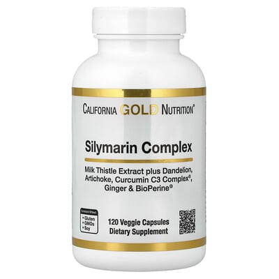 Silymarin Complex, экстракт расторопши плюс одуванчик, артишок, куркумин C3 Complex®, имбирь и BioPerine®, 120 растительных капсул