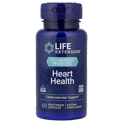 FLORASSIST® Probiotic Heart Health, 60 Vegetarian Capsules (74 mg per Capsule)