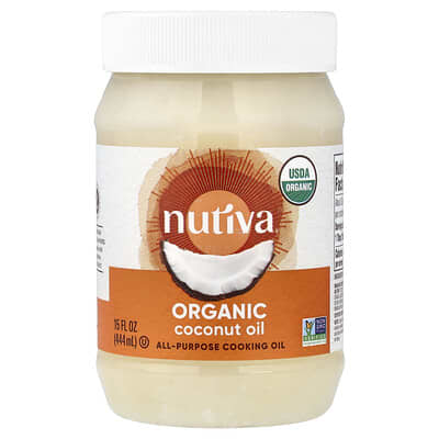 Универсальное кулинарное масло Nutiva, органическое кокосовое масло, 15 fl oz (444 ml)