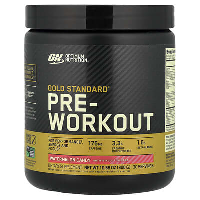 Предтренировочный комплекс Gold Standard®, арбузная конфета, 10.58 oz (300 g)