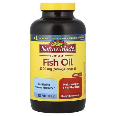 Fish Oil, Burp-Less, 1,200 mg, 200 Softgels