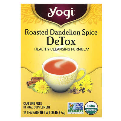 DeTox, Roasted Dandelion Spice, Caffeine Free, 16 Tea Bags, 0.85 oz (24 g)
