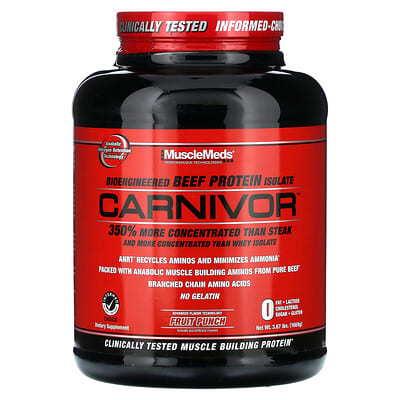 Carnivor™, Bioengineered Beef Protein Isolate, Fruit Punch, 3.6 lbs (1624 g)