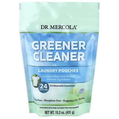Greener Cleaner, Laundry Pouches, Fragrance Free, 24 Pouches, 15.2 oz (431 g)