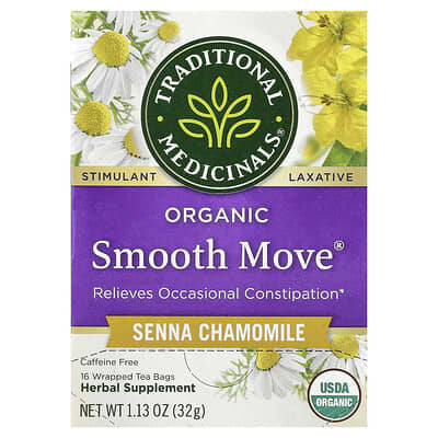 Organic Smooth Move®, Senna Chamomile, Caffeine Free, 16 Wrapped Tea Bags, 1.13 oz (32 g)