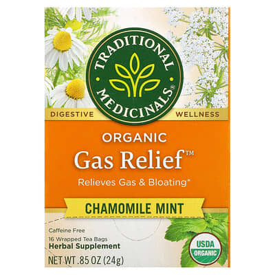 Органический чай Organic Gas Relief™, Chamomile Mint, без кофеина, 16 пакетиков, 0.85 oz (24 g)