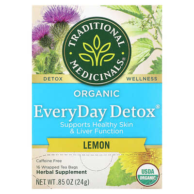 Чай Organic EveryDay Detox Lemon без кофеина, 16 пакетиков, 0.85 oz (24 g)