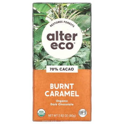 Organic Dark Chocolate Bar, Burnt Caramel, 70% Cacao, 2.82 oz (80 g)