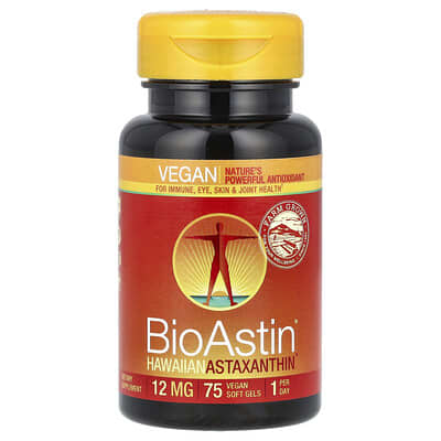 BioAstin®, Hawaiian Astaxanthin, 12 mg, 75 Vegan Soft Gels