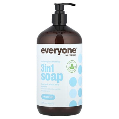 3 in 1 Soap, Body Wash, Bubble Bath, Shampoo, Unscented, 32 fl oz (946 ml)