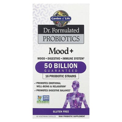 Garden of Life Dr. Formulated пробиотики Mood+, 50 Billion, 60 вегетарианских капсул