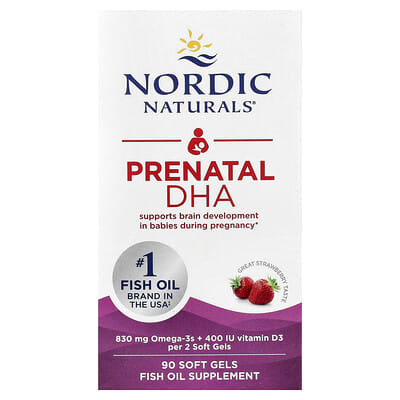 Prenatal DHA, Strawberry, 90 Soft Gels