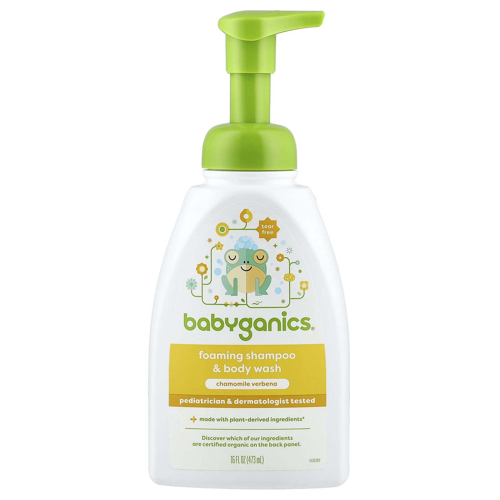 Babyganics Пенный шампунь и гель для душа, Chamomile Verbena, 16 fl oz (473 ml)