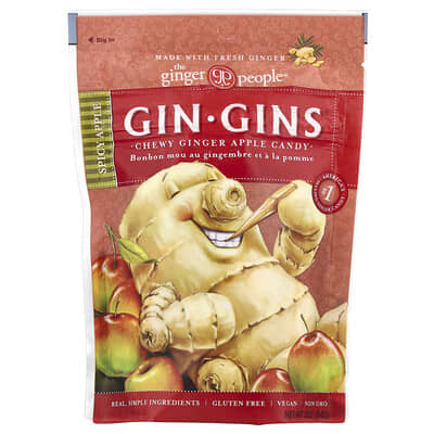Gin Gins®, жевательные конфеты с имбирем и яблоком, Spicy Apple, 3 oz (84 g)