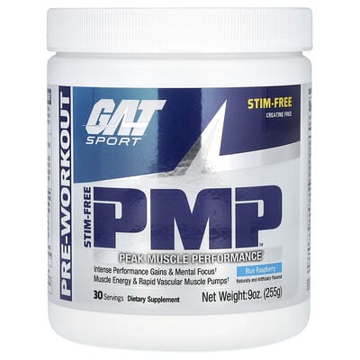 Предтренировочная добавка GAT Stim-Free PMP Peak Muscle Performance Blue Raspberry 9 oz (255 g)