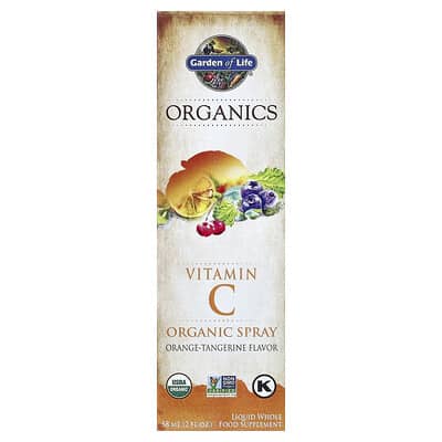 Organics, Витамин C органический спрей, Апельсин-Мандарин, 2 fl oz (58 ml)