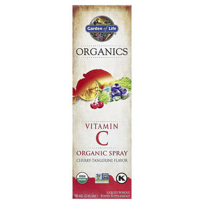 Organics, органический спрей с витамином C, Cherry-Tangerine, 2 fl oz (58 ml)